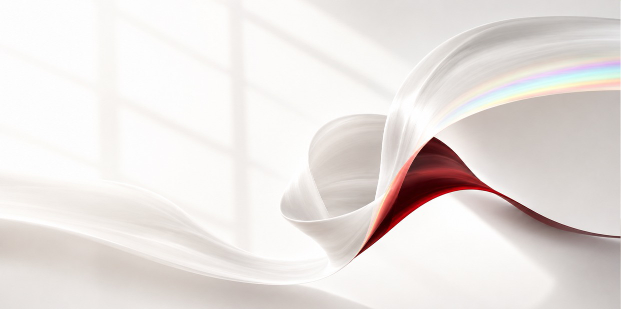 Hero product shot — Deep Red LIVING lamp, lit