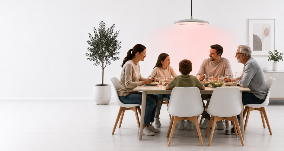 Deep Red LIVING — lamp in a living space